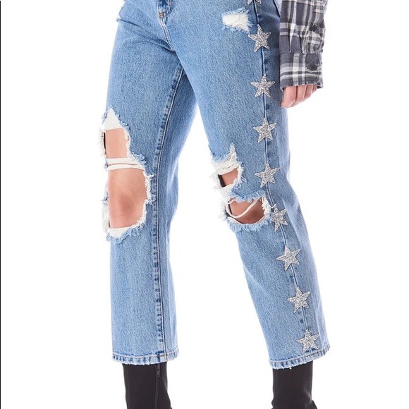 Carmar Hermia Sabella Rhinestone Star Denim Blue Jeans - Picture 1 of 8